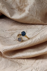 Blue and white drusy adj ring