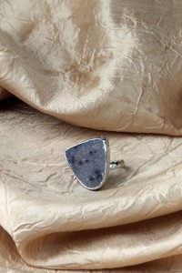 Grey drusy on silver adj ring