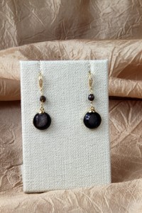 Black drusy drop earrings