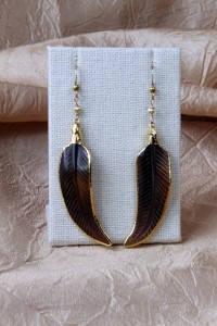 Brown feather earrings