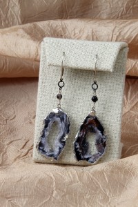 Geode silver earrings