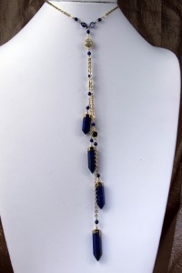 Lapis spears lariat necklace